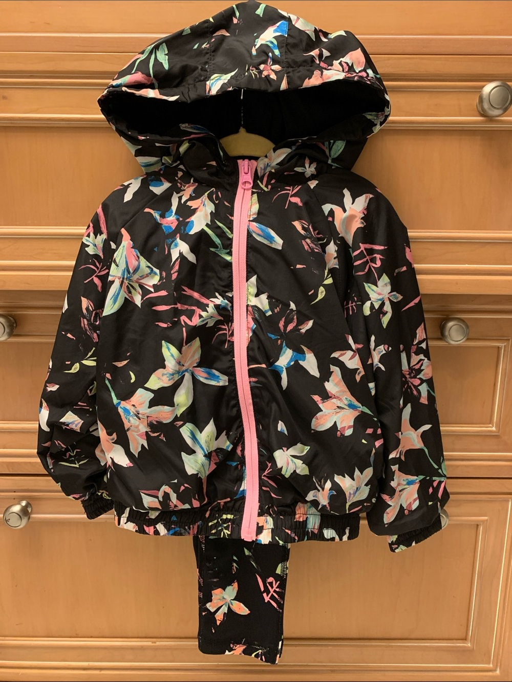Ideology for Macy’s - Toddler’s Black Floral Hooded Raincoat Set